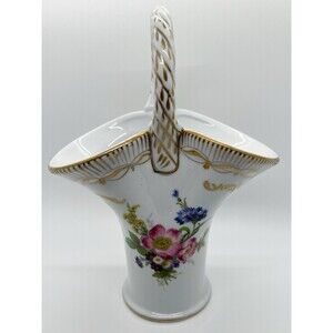 Vintage Paris Royal Peint àla Main Handled Floral Vase / Basket